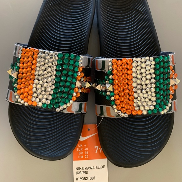Custom University of Miami Nike Slides size 7 - Picture 7 of 10